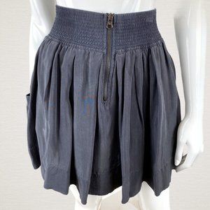 Silky Gray Gather Mini Skirt